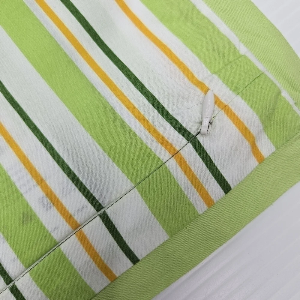 Tommy Hilfiger Pillow Cover Spring Green & Yellow Stripe Zipper 100% Cotton
